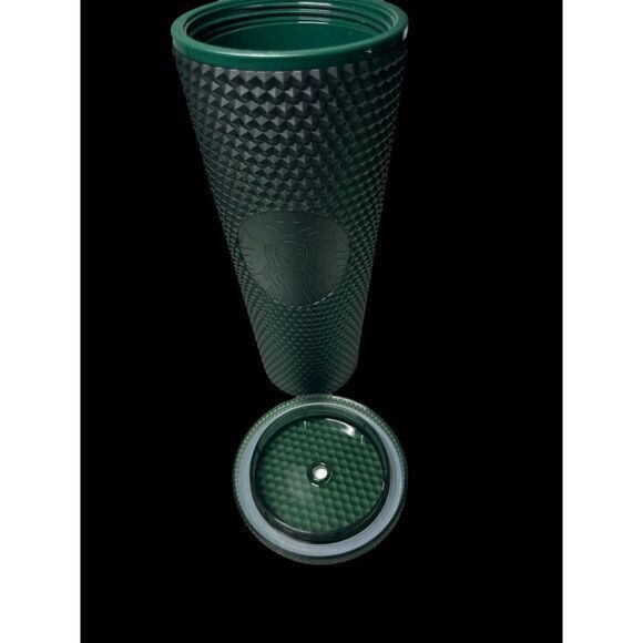 Starbucks 2022 Winter Dark Green Matte Studded Cold Cup 24oz Venti No Straw - Picture 3 of 6